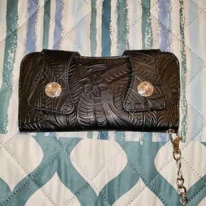 Faux Leather Clutch/Wallet with chain